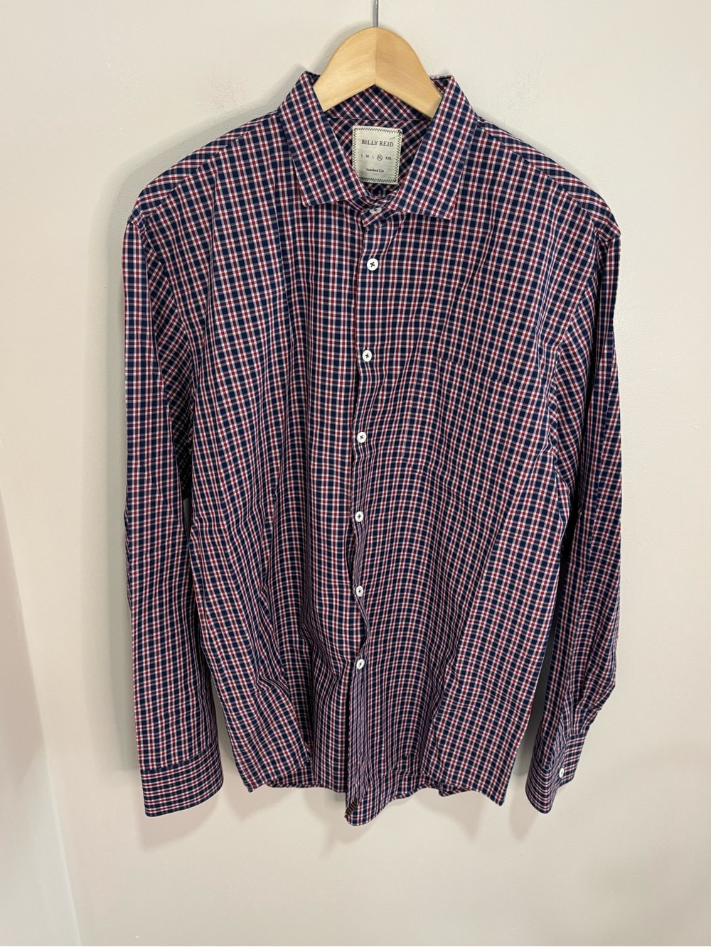 Billy Reid Plaid Button Down Long Sleeve Shirt Standard Cut Mens XL